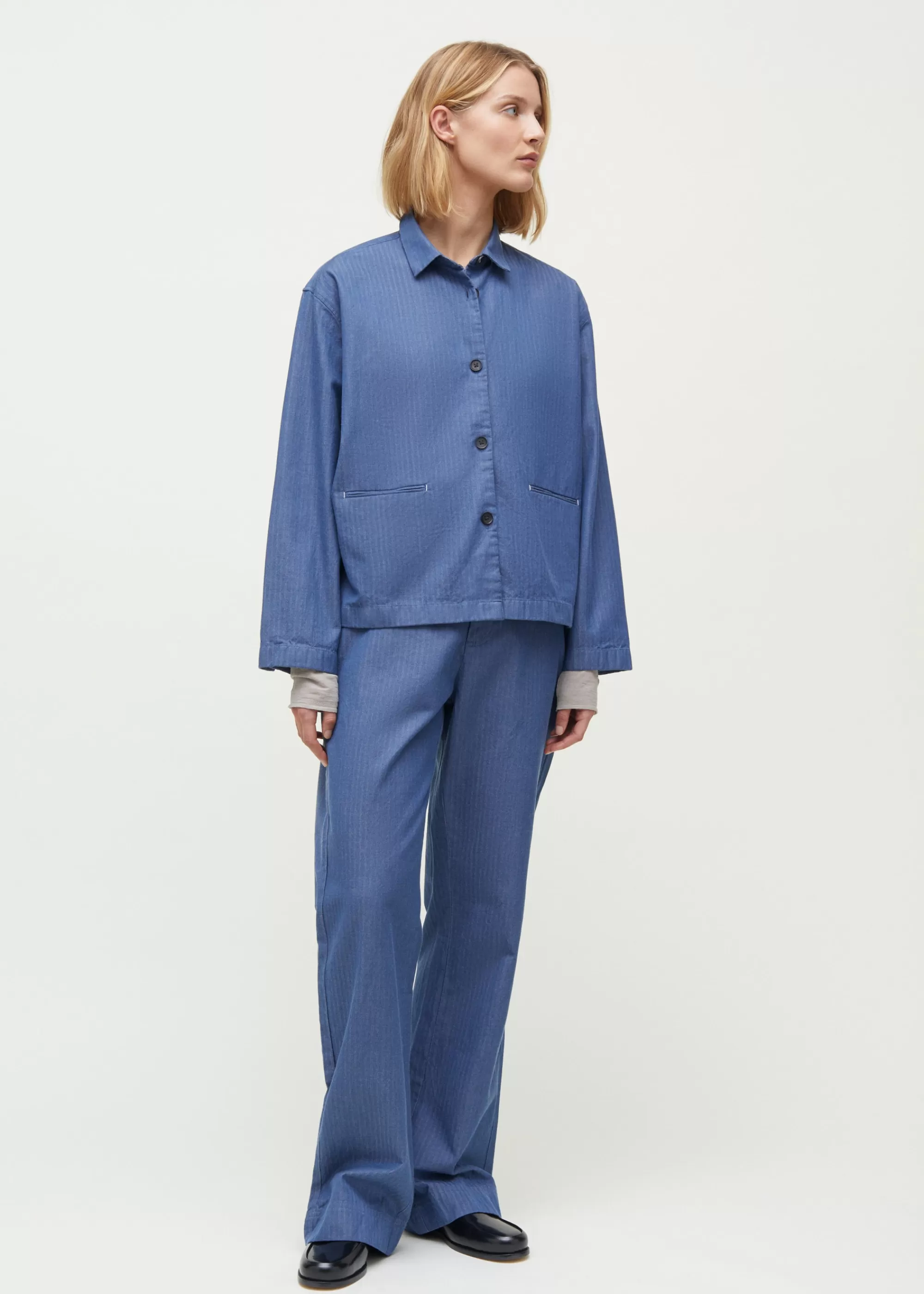 Skjorter<aiayu Atla shirt herringbone Blue Jeans