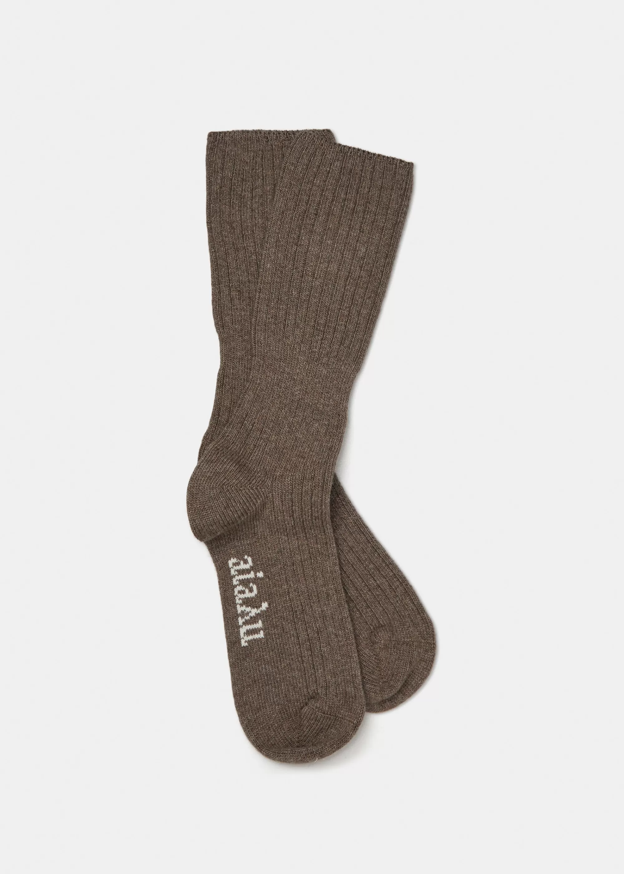 Strømper<aiayu Cashmere rib socks Dark Brown