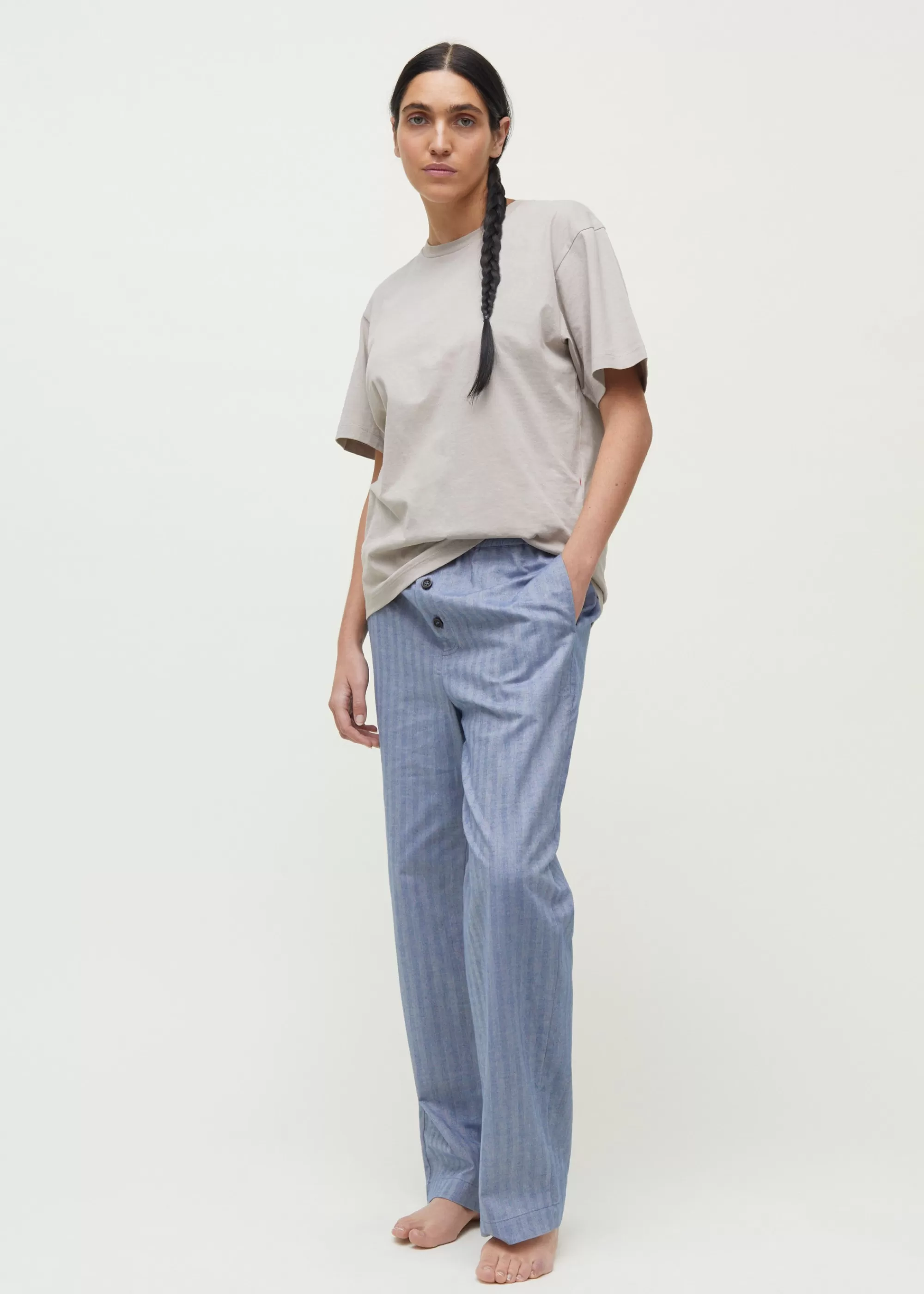 Bukser<aiayu Casual pant herringbone Mix Dust Blue