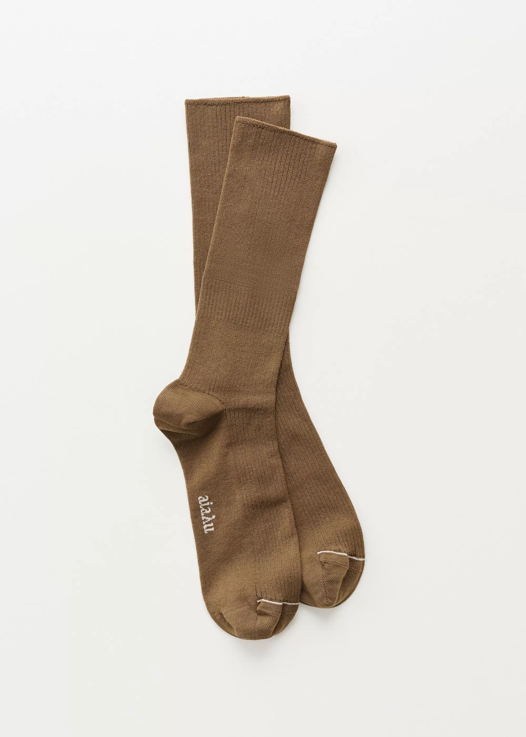 Strømper<aiayu Cotton rib socks Chestnut