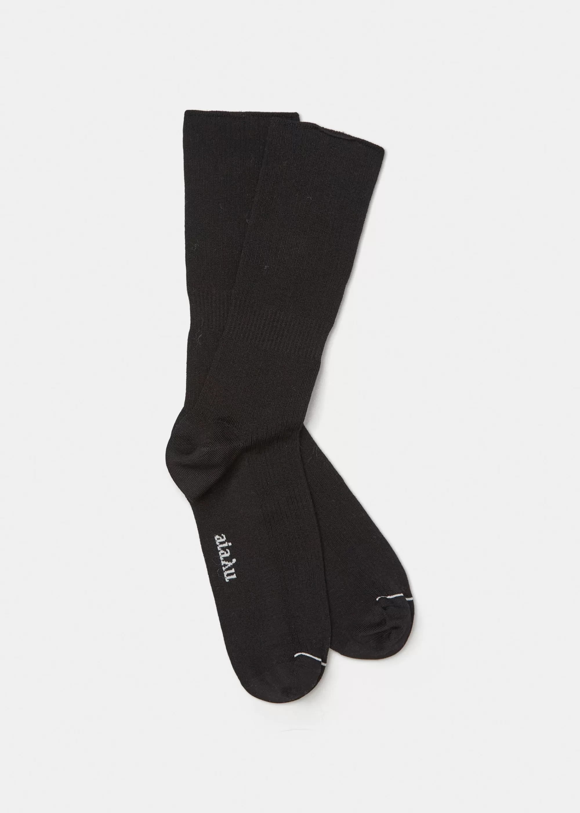 Strømper<aiayu Cotton rib socks Black