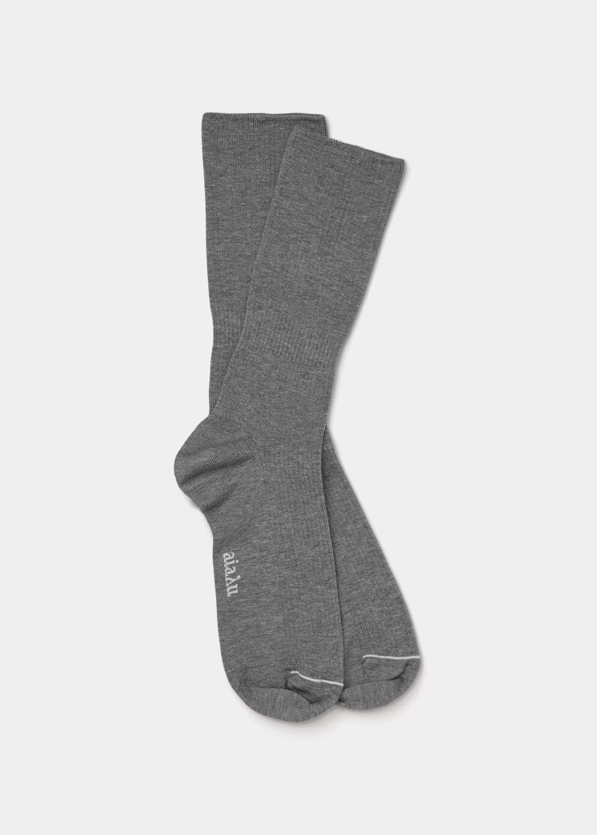 Strømper<aiayu Cotton rib socks Grey Melange