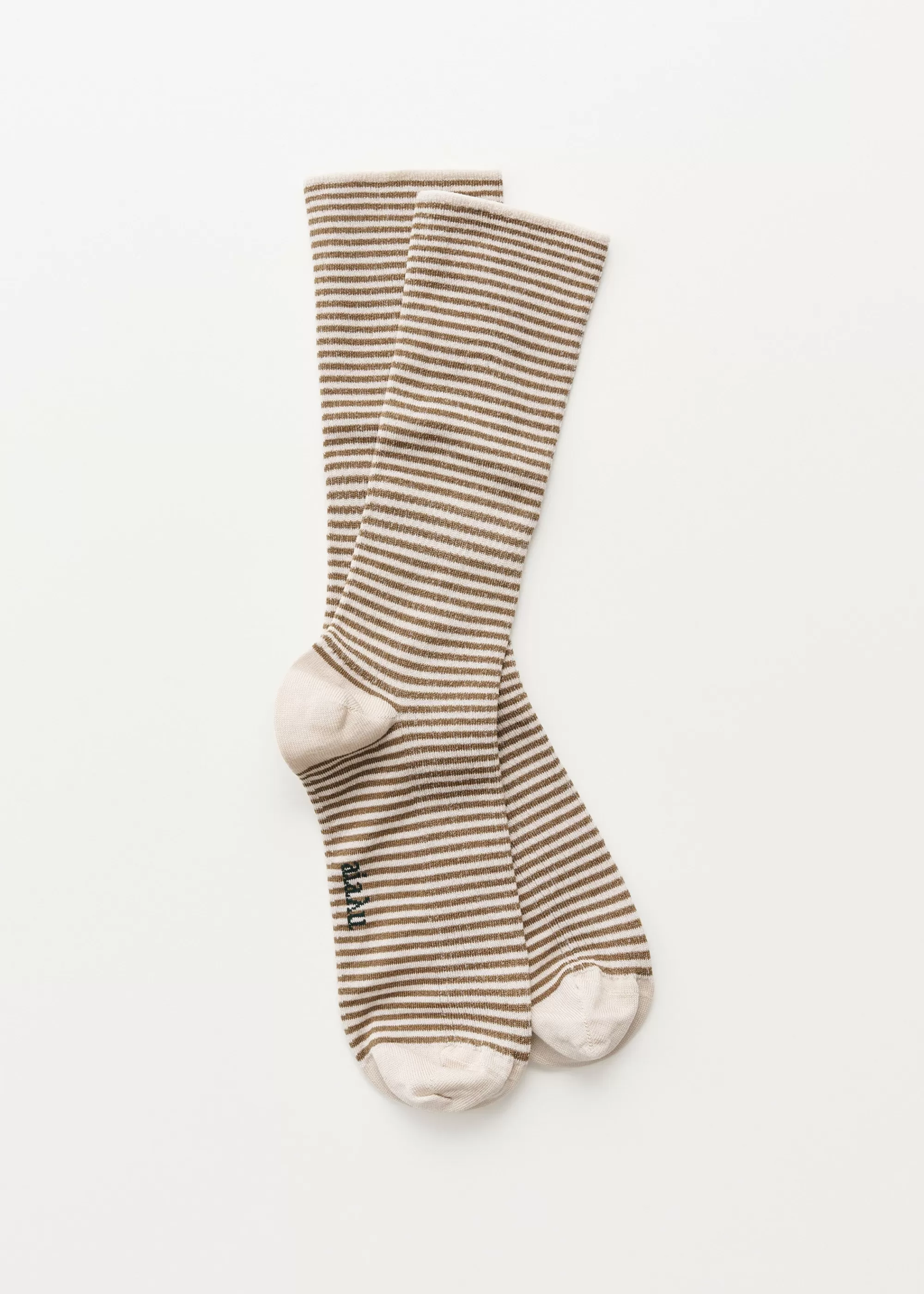 Strømper<aiayu Cotton stripe socks Mix Chestnut