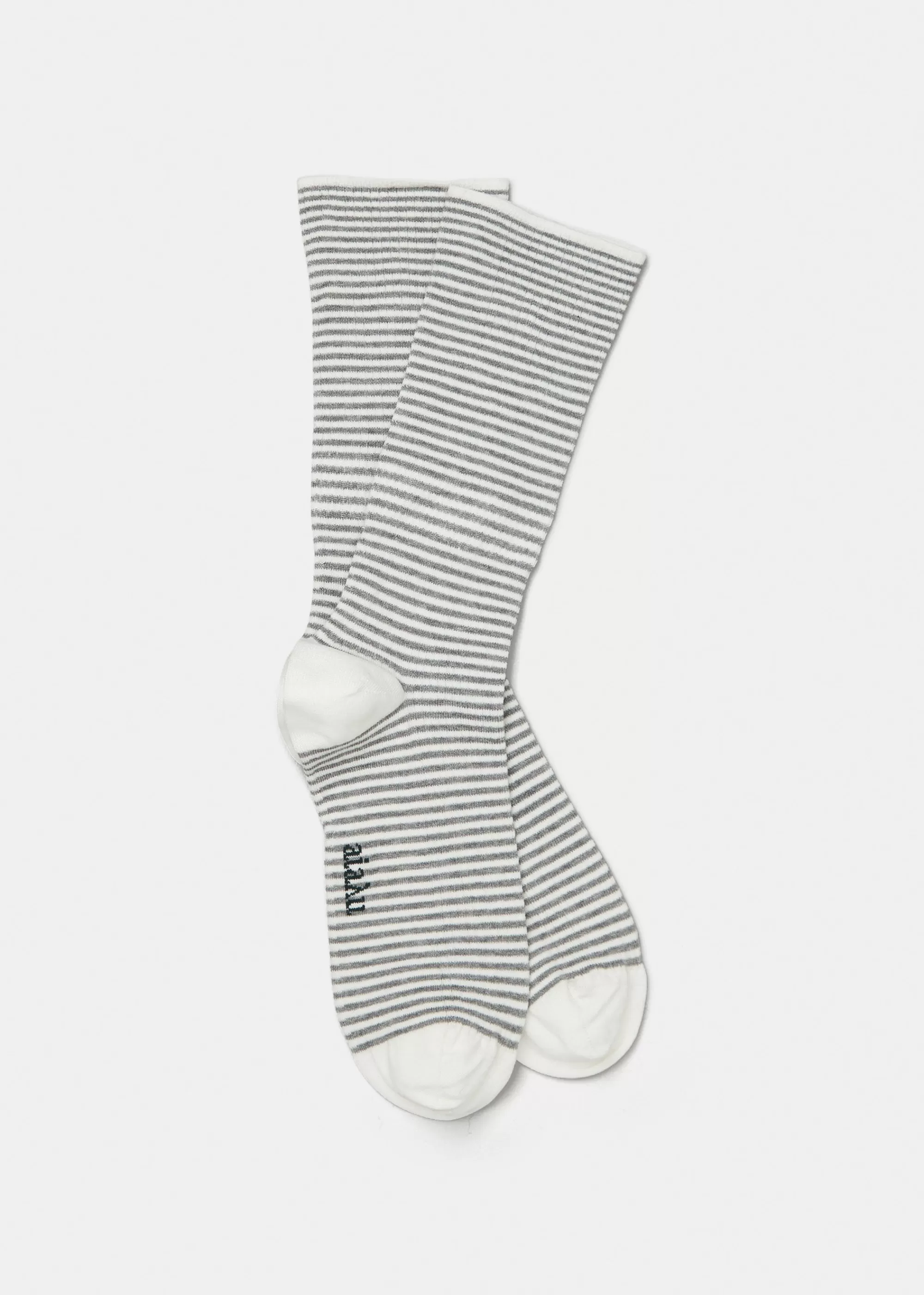 Strømper<aiayu Cotton stripe socks Mix Grey