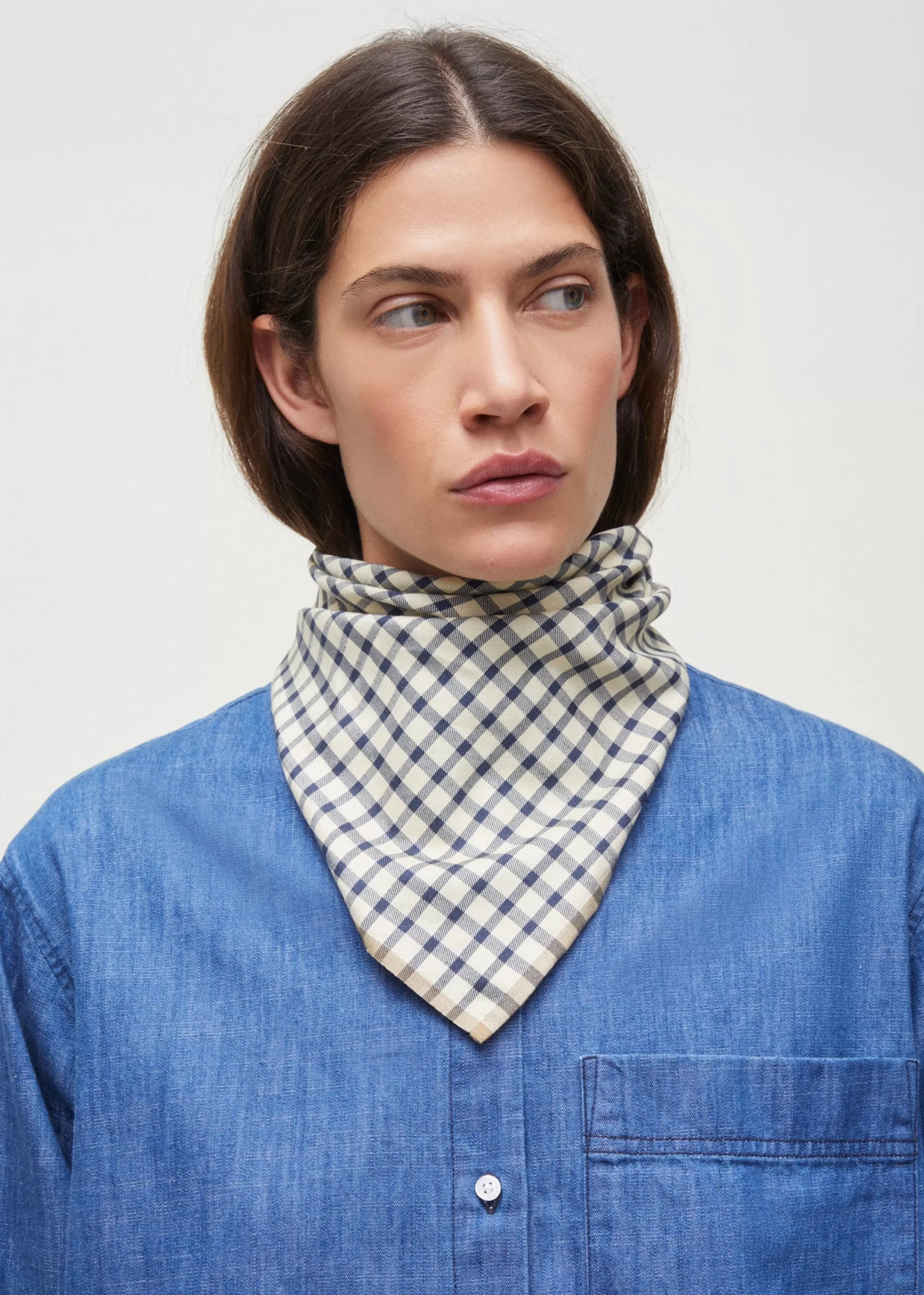 Tørklæder<aiayu Familia silk scarf Mix Navy