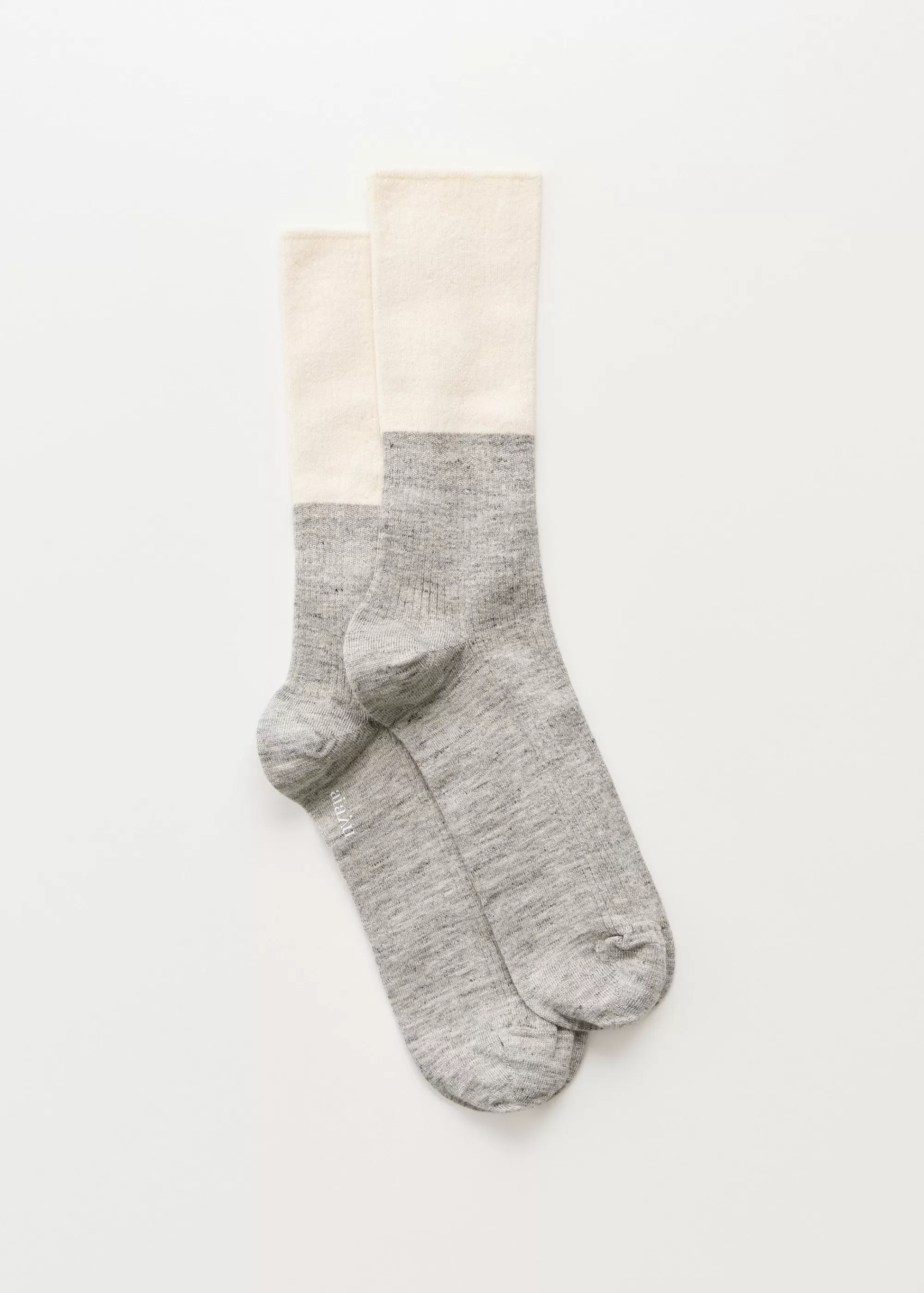 Strømper<aiayu Linen rib socks Mix Grey Melange