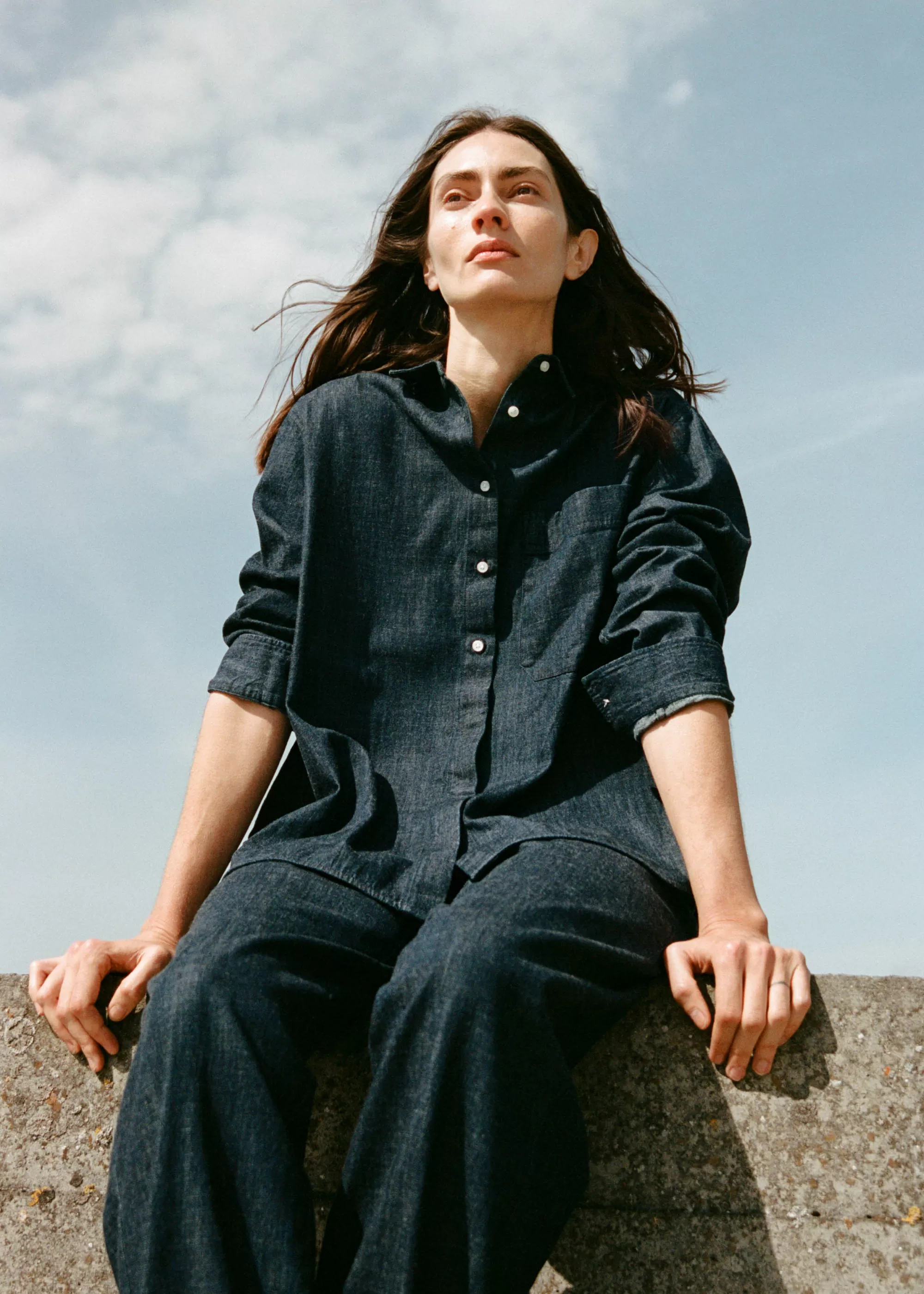 Skjorter<aiayu Lynette shirt denim Dark Blue Jeans
