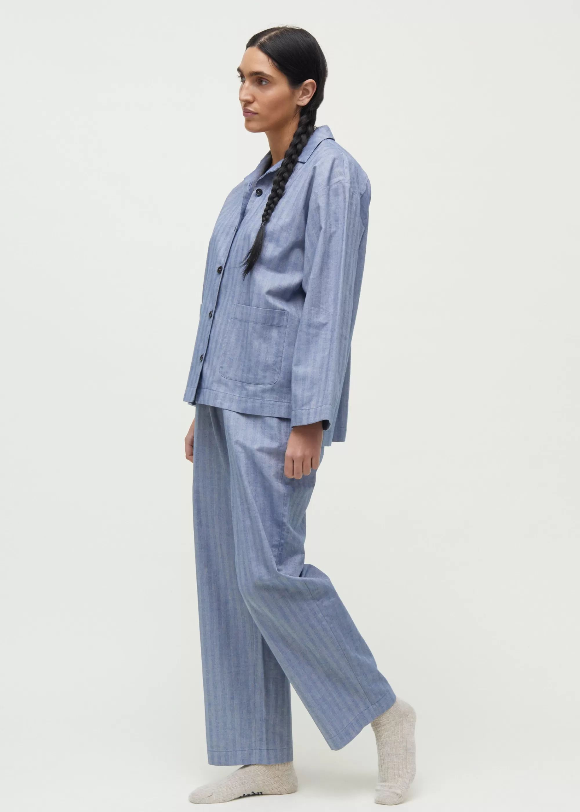 Skjorter<aiayu Pyjamas shirt herringbone Mix Dust Blue