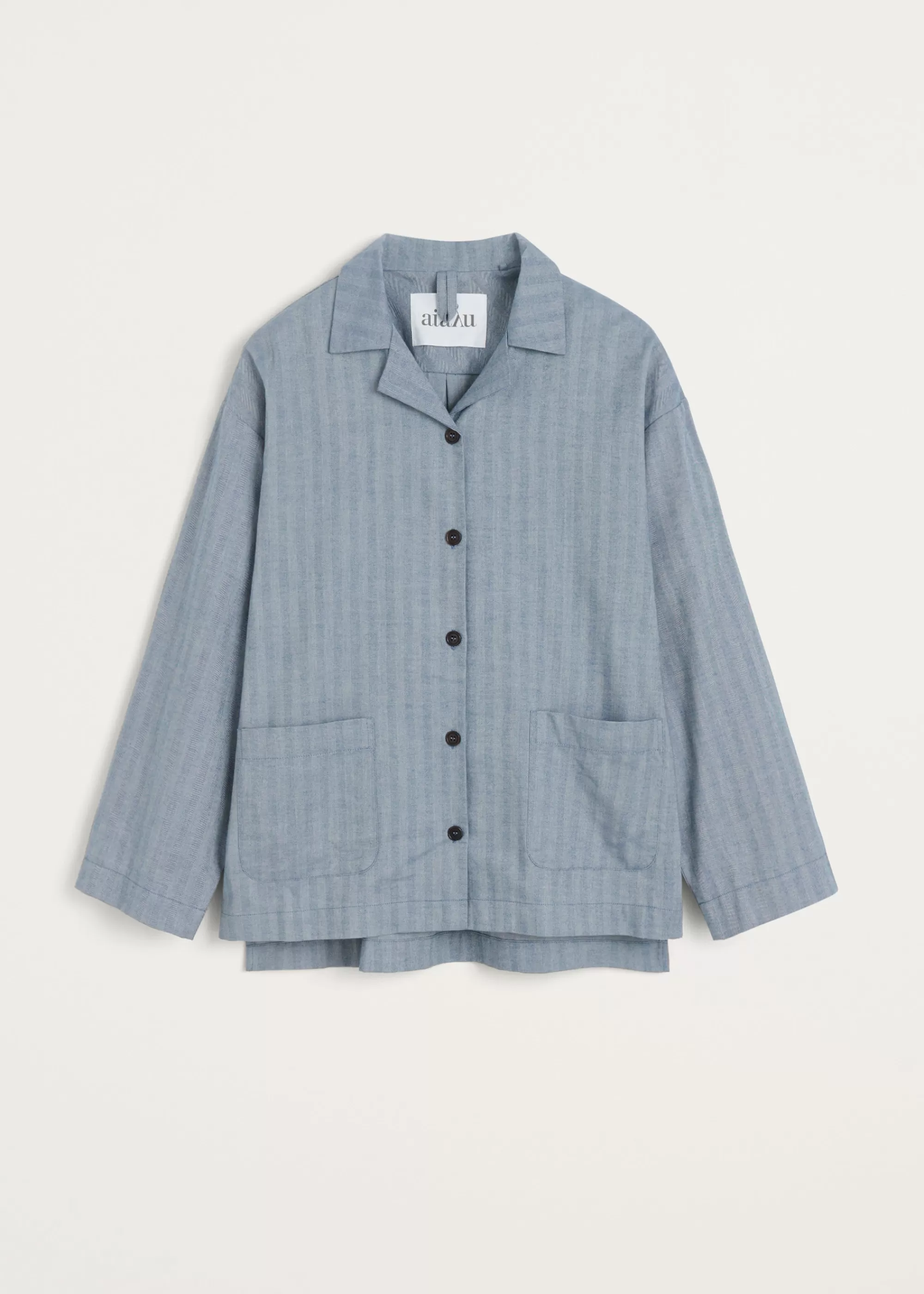 Skjorter<aiayu Pyjamas shirt herringbone Mix Dust Blue