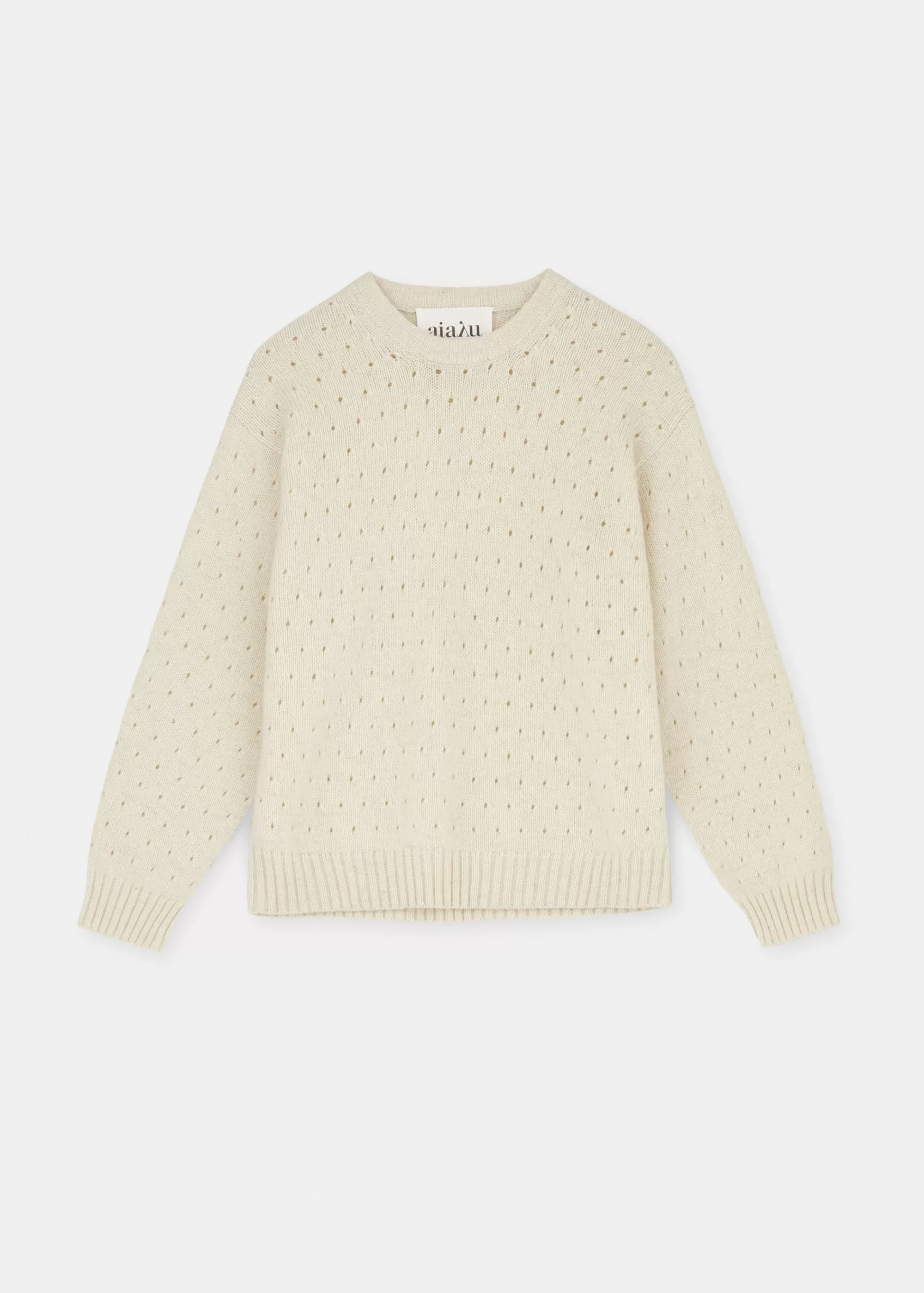 Strik<aiayu Saga dot wool sweater Pure Ecru