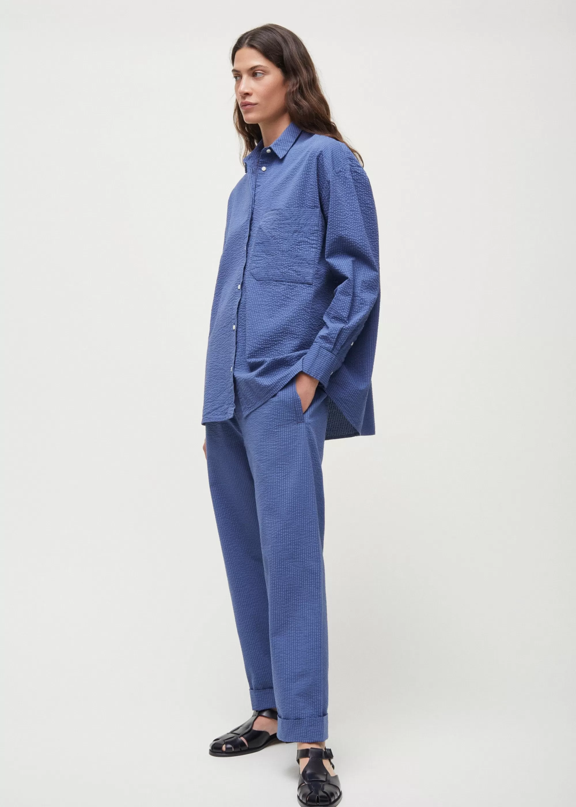 Skjorter<aiayu Shirt japan seersucker Mix True Blue