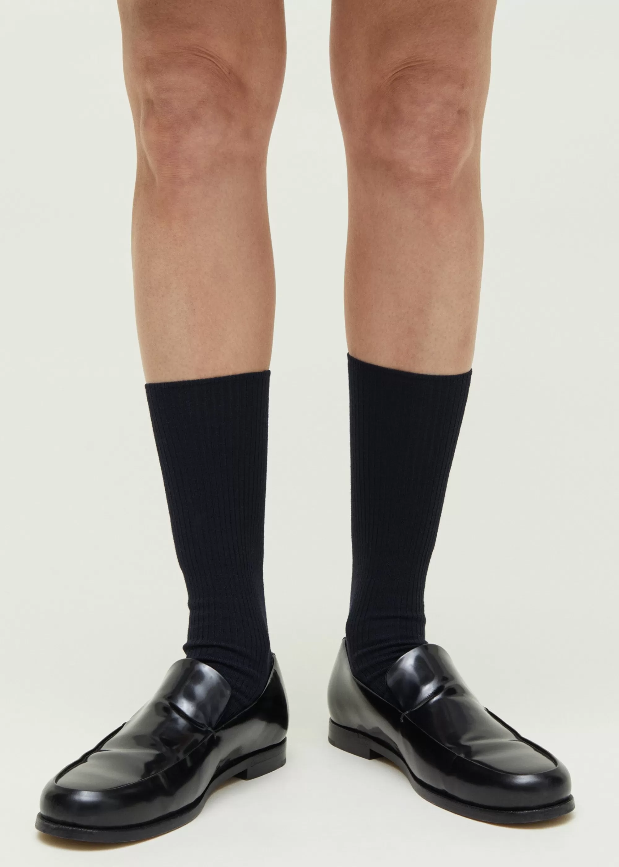 Strømper<aiayu Wool rib socks Black