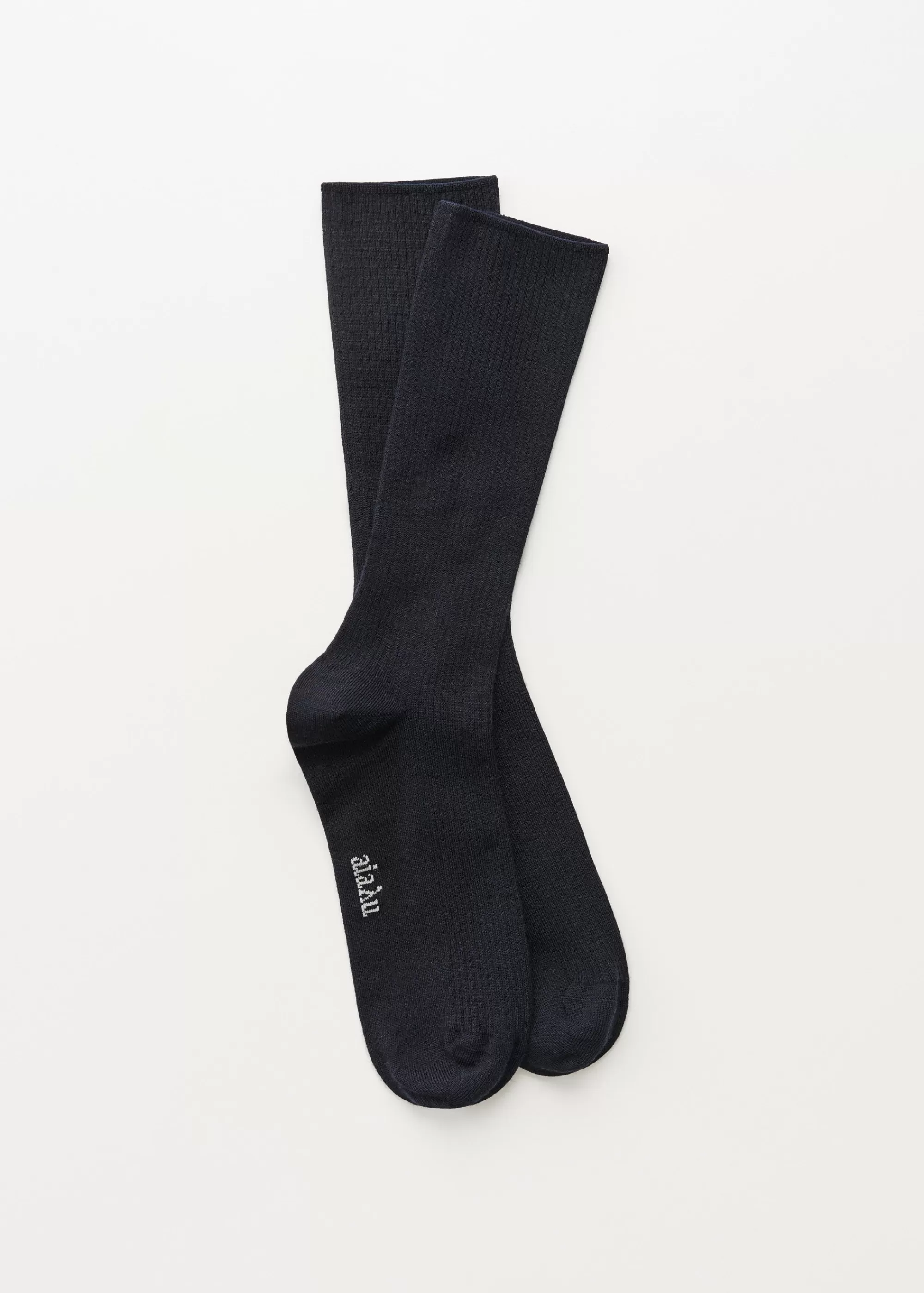 Strømper<aiayu Wool rib socks Navy