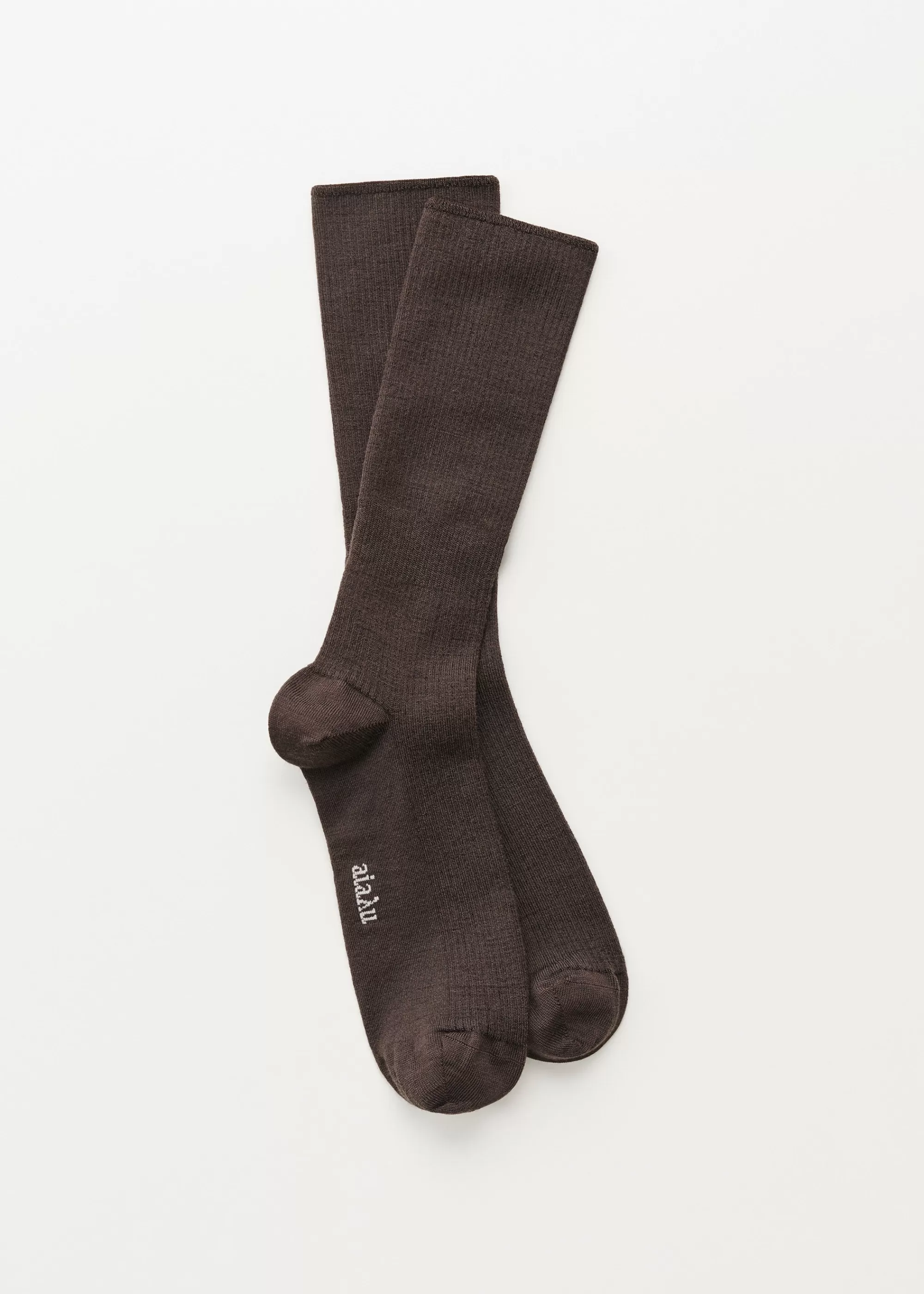 Strømper<aiayu Wool rib socks Brown